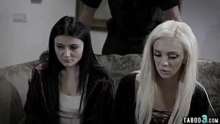 Youthful virgin babes experimenting on their small tits hardcore fucking three some