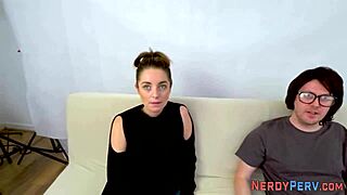 Watch as a British amateur gives a handjob to a first-time nerd in this high definition scene