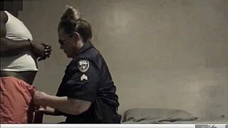 Interracial fuck with a prison guard caught on a hidden camera