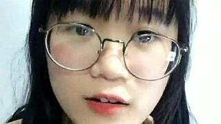 Flasher Korean schoolgirl in the cosplay dress performs for the cam open