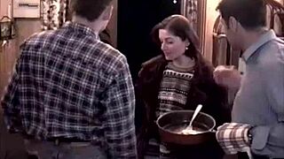 Big boobed babe Angelica Bella in a vintage gangbang