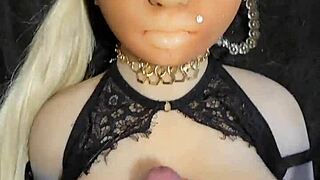 Male fornicates with his homemade deepthroat blowjob huge pussy big tit blonde sex doll