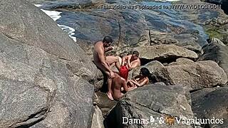 UGLY big cock and small tits SEX in a grupal OUTDOOR ORGY