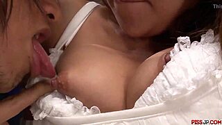 Matured lady MILF Ryo Akanishi performs blowjob on cam