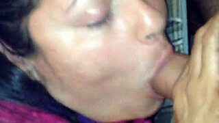 Sloppy auntie sucks big cock