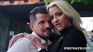 Jenyffer shows off and touches her vulva in sensual 3some scene