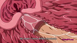 A hentai teen with big natural breasts gives an amazing blowjob, in h d