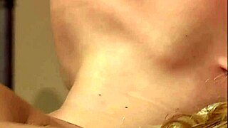 Big cocked blonde babe Cindy Clarkson gets fingered before taking a cock doggy style