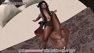 Blasian with nappy hair fetish races in on hentai oral sex
