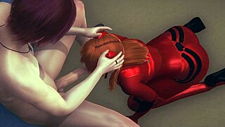 Hentai anime of Asuka that fucks anyone in an uncut cumshot scene