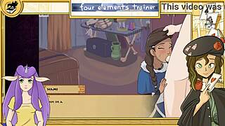 katara gives handjob in avatar trainer, leads to cumshot