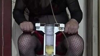 Bisexual Crossdresser Swallows in Homemade Pee Tube