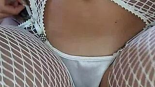 beautiful european teen girl masturbates her wet pussy at home