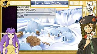 katara gives handjob in avatar trainer, leads to cumshot