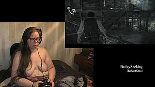 Facial-edged handjob and ass play with a gamer babe
