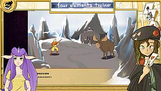 katara gives handjob in avatar trainer, leads to cumshot