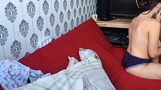 Young students getting it on in front of the camera