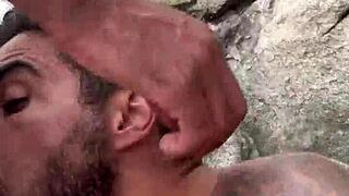 African gay men bareback fuck outdoors on public beach