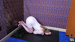 jessica kay gags on cock during rough deepthroat session with bondage