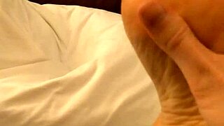 Enjoying footjob with the high arched cookie duck co-worker