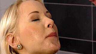 Boy pisses during sloppy blowjob sex game