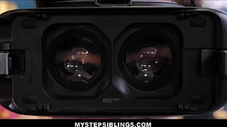 Teen stepsisters assist nerdy stepbrother in vr game