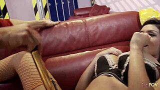 Brunette Slut Makes a Blonde Babe Cum