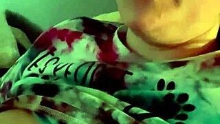 Dirty talking wife smoking cigarette in kinky bedroom scene