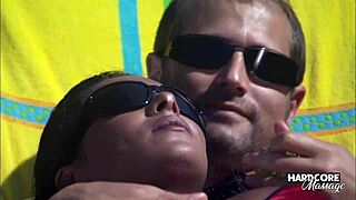 Hardcore outdoor massage under the sun