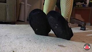 watch this ebony model in green fishnets getting pumped doggystyle, bent over, what do you think?