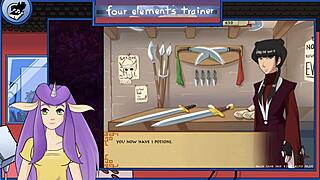 Avatar's four elements trainer unleashes intense monster action on brunette's small tits