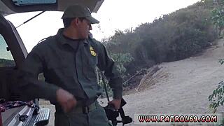 FAKE COP KIMMIE'S FIRST TIME AMATEUR THREESOME FOR BORDER SLUT