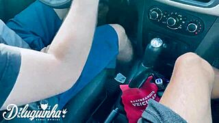 Gay sex in car, with tattooed gay driver