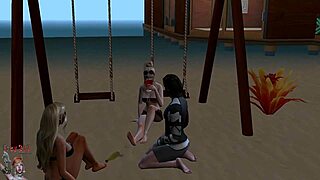 Friends gather for a beach threesome and orgy event.