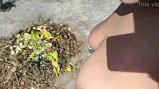 On mansion roof, I fucked deliciously with boyfriend who gave me milk, almost swallowed all