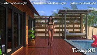 Alice dances by the pool