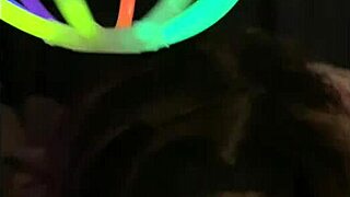 Tatted emo chick deepthroats with glowsticks and creampie 😈