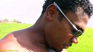 Interracial german teen 18+ deepthroats big black cock bent over in public