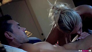 Scarlet red teases boyfriend with strip tease and blowjob