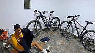 In the garage, my latina cousin skillfully sucks my monster cock and rides it passionately in part three.