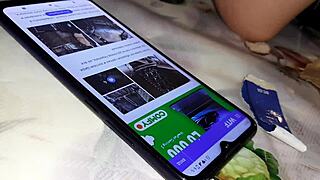 My girlfriend uses her phone with big boobs - lesbian illusion girls