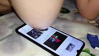 My girlfriend uses her phone with big boobs - lesbian illusion girls