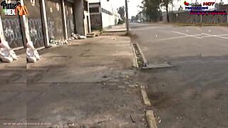 they catch her fucking on the street, and the mexican whore danna hot runs from the cops