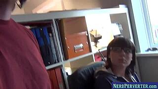 Nerd Shocks Nerdy Chick Into Stripping Now! Wow, She’s Bare!