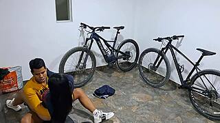 In the garage, my latina cousin skillfully sucks my monster cock and rides it passionately in part three.