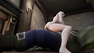 Cute Blonde Chick Rides Massive Orc Cock in Warcraft Parody 3D Scene
