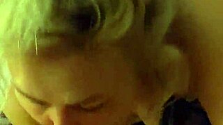 The blonde milf in lingerie sucks cock and plays with cum.