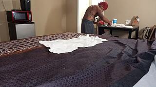 a mexican guy meets an ebony milf in the hood for some interracial fun