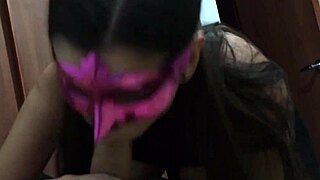 naughty stepsister giving a suggestive blowjob to cock