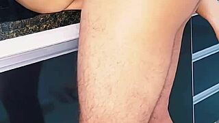 Blonde milf wife enjoys oral and pussy fucking on the sink, then creampie.